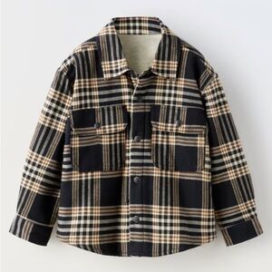 Zara Baby Boy Fleece Plaid Button Up Jacket